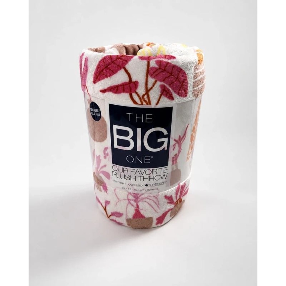 The Big One Potted Plants Plush Throw Blanket 60x72 Oversized New